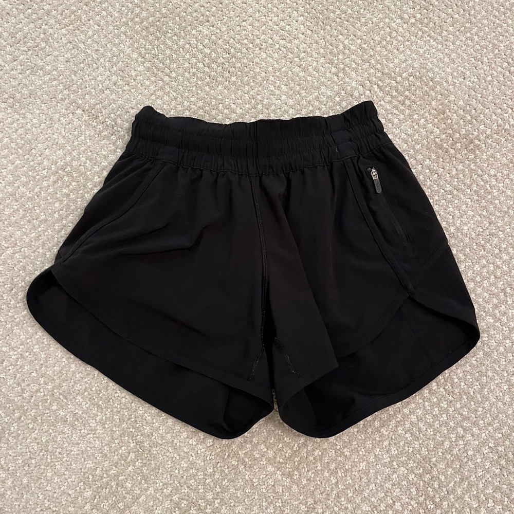 black lululemon track that high-rise lined short 3”
